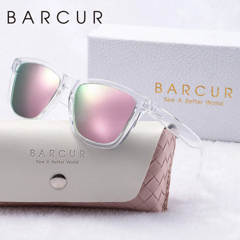 BARCUR Crystal Frame gepolariseerde zonnebril – UV400 witte editie vakantiezonnebril voor dames