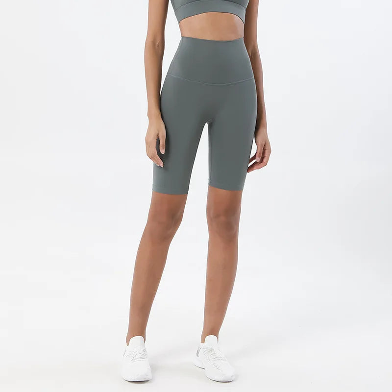 SOISOU Nylon Women's High Waist Gym Shorts - Breathable & Comfortable
