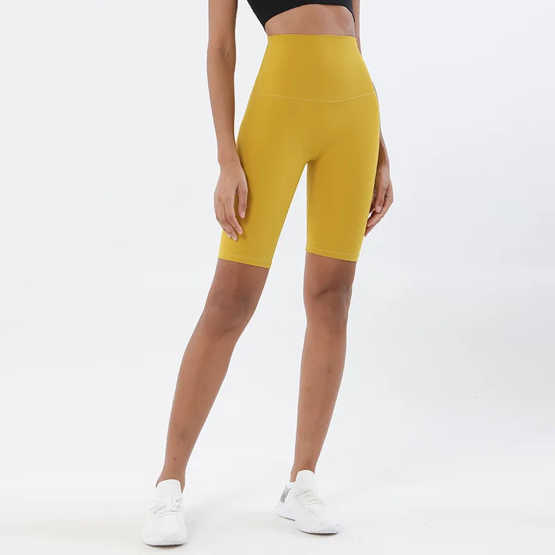 SOISOU Nylon Women's High Waist Gym Shorts - Breathable & Comfortable