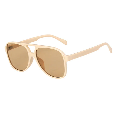 SHAUNA Retro Pilotenzonnebril – Blauw &amp; Geel UV400 Unisex Modezonnebril