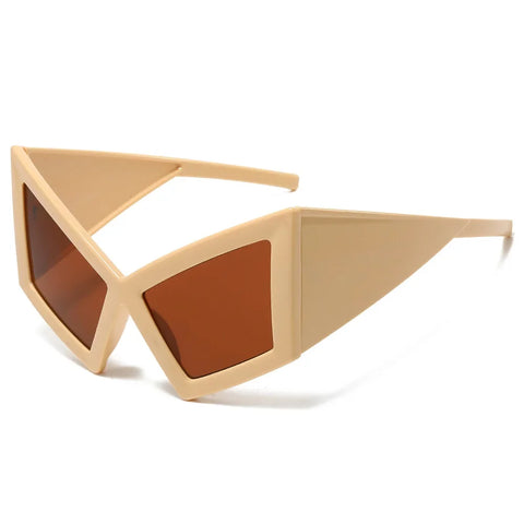 JNPCXI Übergroße Cat-Eye-Sonnenbrille – Roter Farbverlauf UV400 Unisex-Retro-Sonnenbrille mit weitem Bein