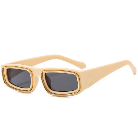 SHAUNA Fashion Rechthoekige Zonnebril – Vintage Geel &amp; Oranje UV400 Unisex Zonnebrillen