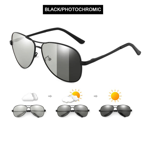 Klassieke pilotenfotochromatische gepolariseerde zonnebril – Chameleon UV400 unisex rij- en nachtzichtbrillen