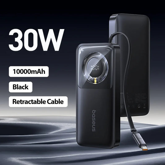 Baseus Ultra 65W Power Bank – 20000mAh with Retractable USB-C Cable
