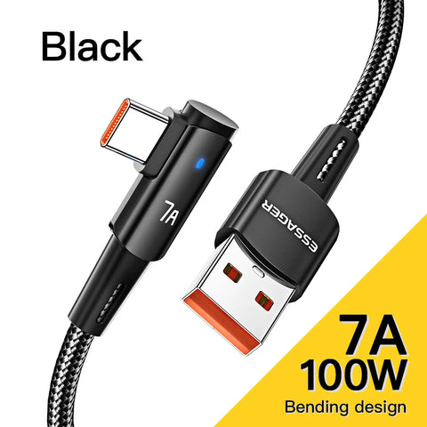 Essager 100W 90° USB-C to USB-C Cable for Fast Charging iPad, MacBook Pro, Xiaomi, Samsung, Huawei