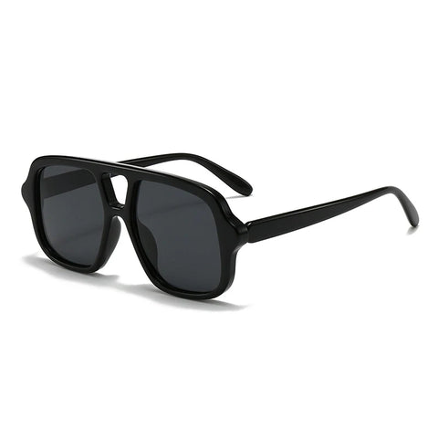 JNPCXI Dubbele Brug Vierkante Zonnebril – Vintage Punk Geel UV400 Heren Trending Shades