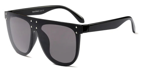 SHAUNA Oversize Retro Pilotenzonnebril – UV400-zonnebril met klinknageldetail in één stuk met spiegeleffect voor dames