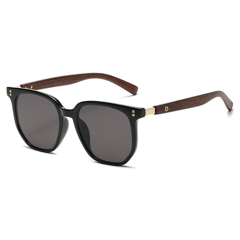Klassieke oversized zonnebril met houtnerfmotief – Retro vierkante UV400 unisex vakantie- en autozonnebril