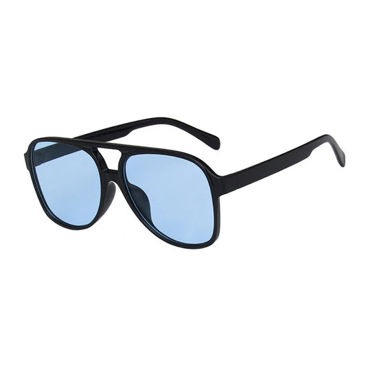 SHAUNA Retro Pilotenzonnebril – Blauw &amp; Geel UV400 Unisex Modezonnebril