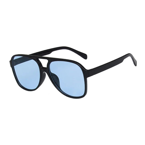 SHAUNA Retro Pilotenzonnebril – Blauw &amp; Geel UV400 Unisex Modezonnebril