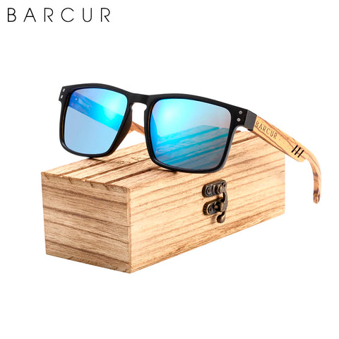 BARCUR Zebra-Temple Wooden Sunglasses – Polarized UV400 Unisex