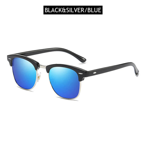 Klassieke gepolariseerde zonnebril met half montuur – Retro Rivet UV400 unisex anti-reflectie reiszonnebril