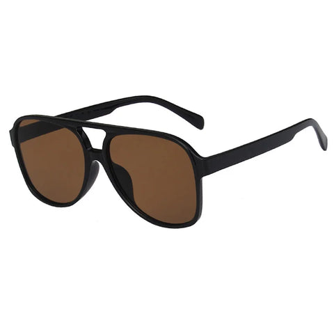 SHAUNA Retro Pilotenzonnebril – Blauw &amp; Geel UV400 Unisex Modezonnebril