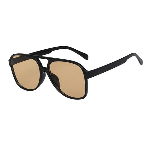 SHAUNA Retro Pilotenzonnebril – Blauw &amp; Geel UV400 Unisex Modezonnebril