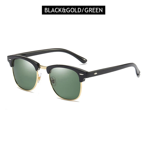 Klassieke gepolariseerde zonnebril met half montuur – Retro Rivet UV400 unisex anti-reflectie reiszonnebril
