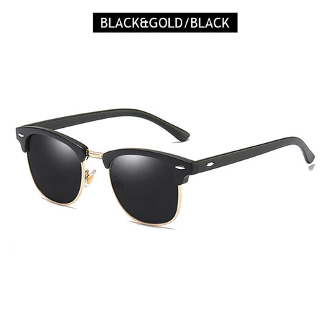 Klassieke gepolariseerde zonnebril met half montuur – Retro Rivet UV400 unisex anti-reflectie reiszonnebril