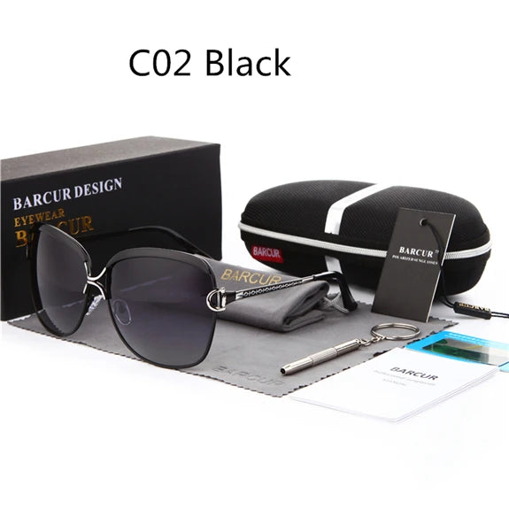 BARCUR ronde gepolariseerde zonnebril met gradiëntlens UV400 luxe zonnebrillen voor dames