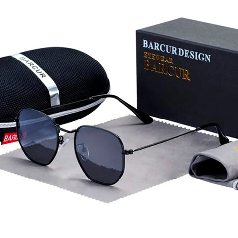 BARCUR Retro Reflecterende Zonnebril – Minimalistische Unisex Bril van Roestvrij Staal