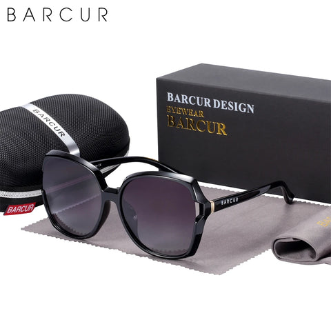 BARCUR Oversize TR90 gepolariseerde zonnebril - UV400-zonnebril met gradiëntlens voor dames