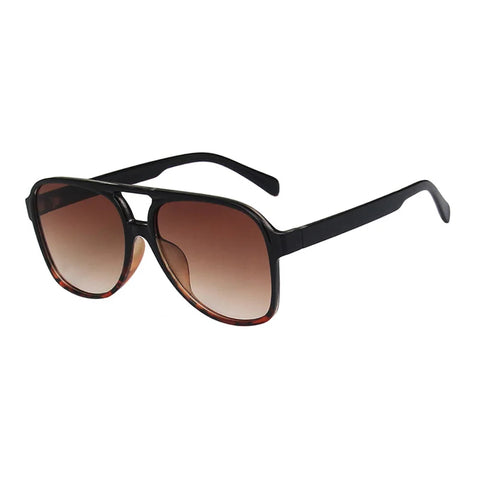SHAUNA Retro Pilotenzonnebril – Blauw &amp; Geel UV400 Unisex Modezonnebril