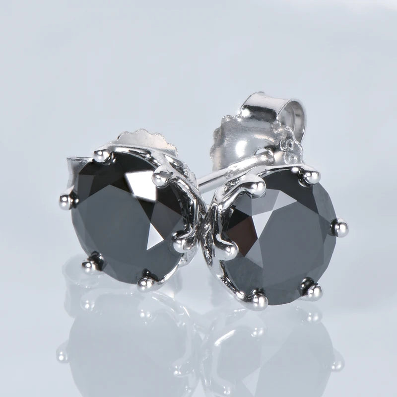 IOGOU Modern Real 1 Carat Black Moissanite Stud Earrings
