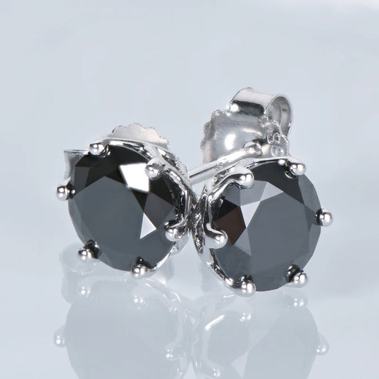 IOGOU Modern Real 1 Carat Black Moissanite Stud Earrings