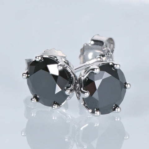 IOGOU Modern Real 1 Carat Black Moissanite Stud Earrings