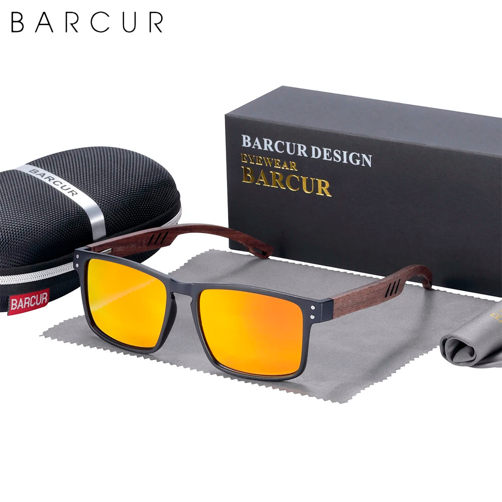 BARCUR Walnut Wood Polarized Sunglasses – Designer UV400 Unisex Shades