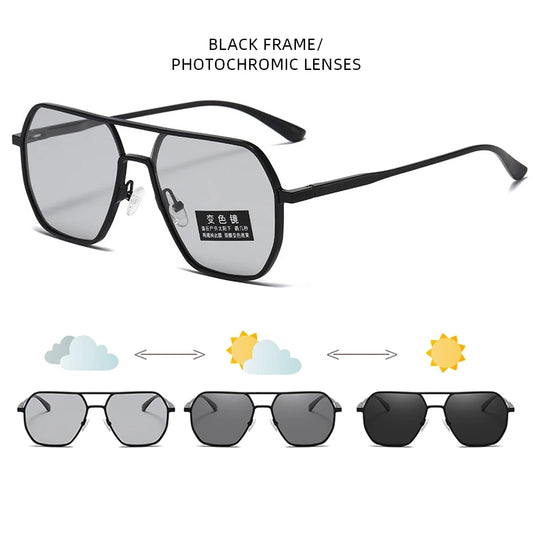 Luxe metalen fotochromatische gepolariseerde zonnebril - Chameleon UV400 unisex anti-reflectie zonnebril
