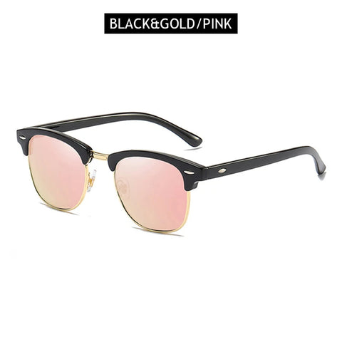Klassieke gepolariseerde zonnebril met half montuur – Retro Rivet UV400 unisex anti-reflectie reiszonnebril
