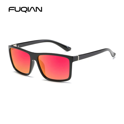 Klassieke zwarte vierkante gepolariseerde zonnebril - blauwe spiegel UV400 unisex anti-reflectie zonnebril