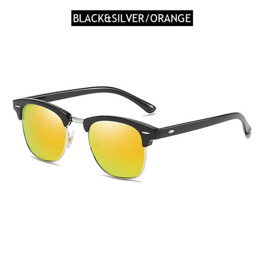 Klassieke gepolariseerde zonnebril met half montuur – Retro Rivet UV400 unisex anti-reflectie reiszonnebril