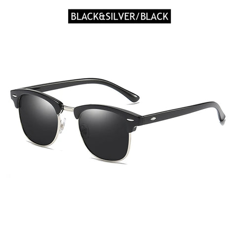 Klassieke gepolariseerde zonnebril met half montuur – Retro Rivet UV400 unisex anti-reflectie reiszonnebril