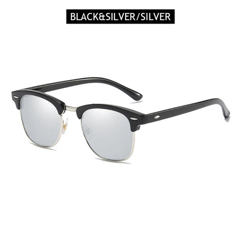 Klassieke gepolariseerde zonnebril met half montuur – Retro Rivet UV400 unisex anti-reflectie reiszonnebril