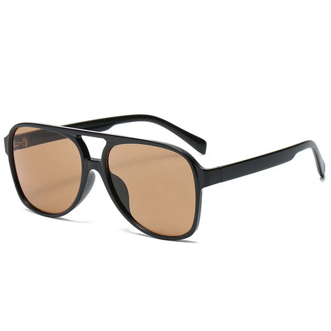 Retro ovale pilotenzonnebril – zwart, blauw, luipaard en geel UV400 unisex strandzonnebril