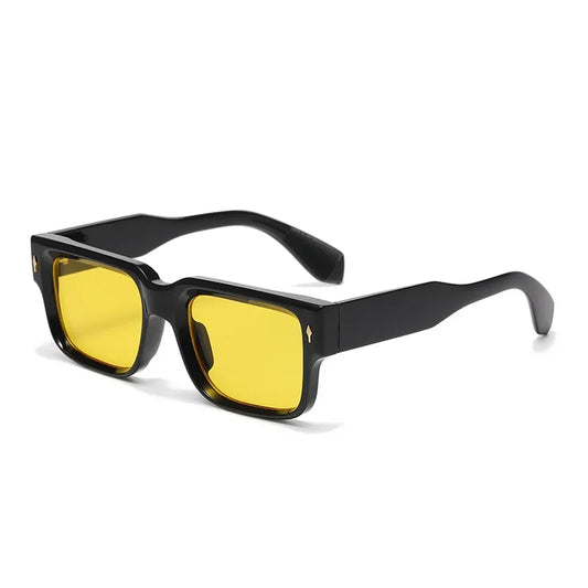 JNPCXI Retro Vierkante Zonnebril – Luipaardstreep &amp; Heldere Gradiënt UV400 Unisex Klinknagel Zonnebrillen