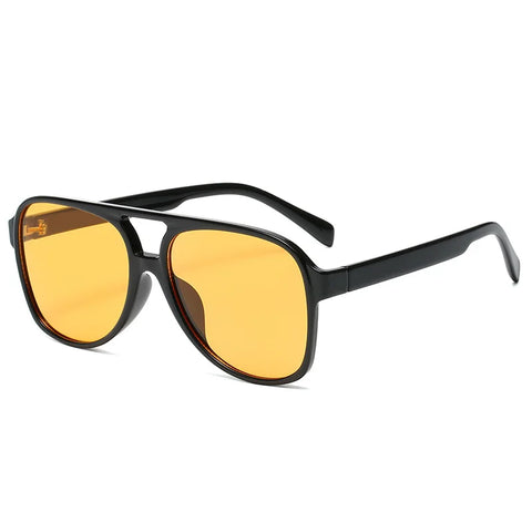 Retro ovale pilotenzonnebril – zwart, blauw, luipaard en geel UV400 unisex strandzonnebril