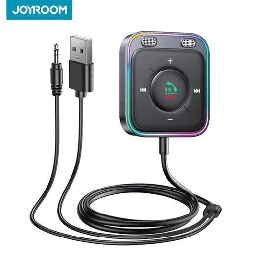 Joyroom Bluetooth 5.4 Car Adapter - Dual Mics Noise Cancellation, Plug-and-Play AUX Wireless Receiver