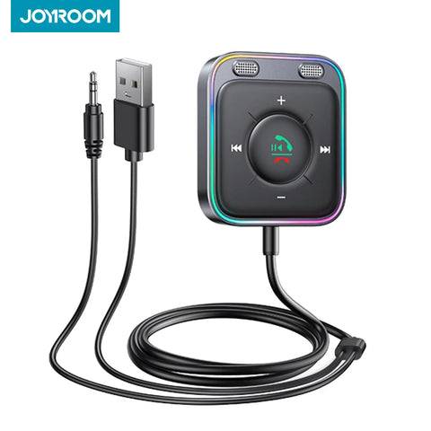 Joyroom Bluetooth 5.4 Car Adapter - Dual Mics Noise Cancellation, Plug-and-Play AUX Wireless Receiver