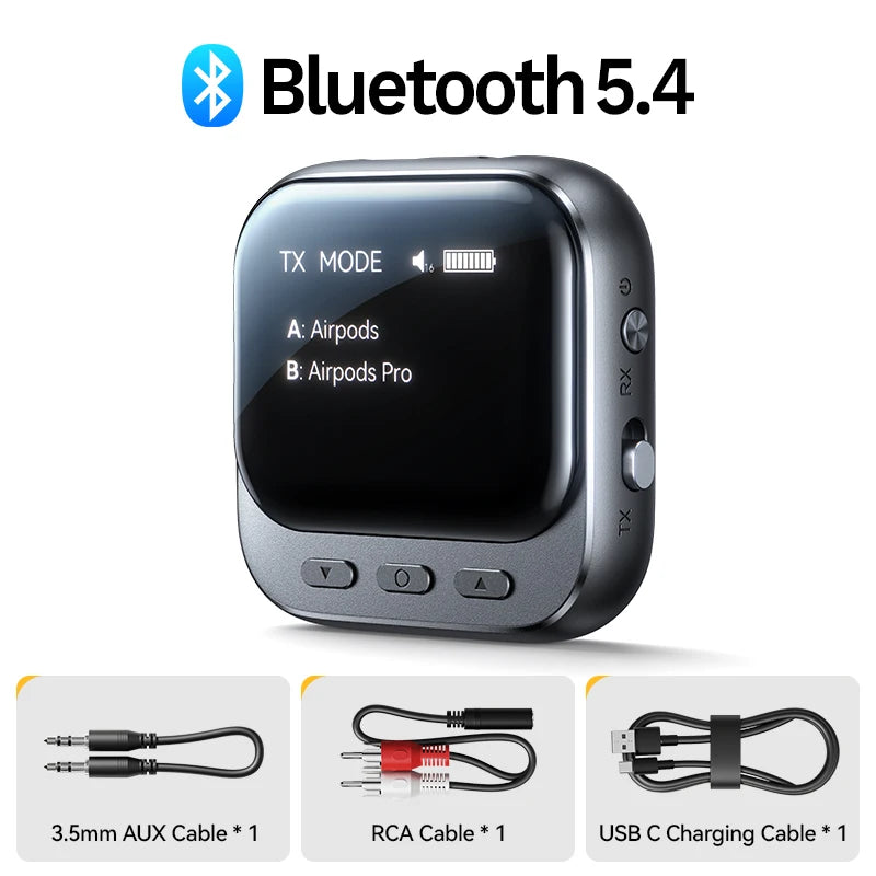 Joyroom Bluetooth 5.4 Receiver & Transmitter – 400mAh AUX Car Adapter with LED Display for Music & Hands-Free Calls