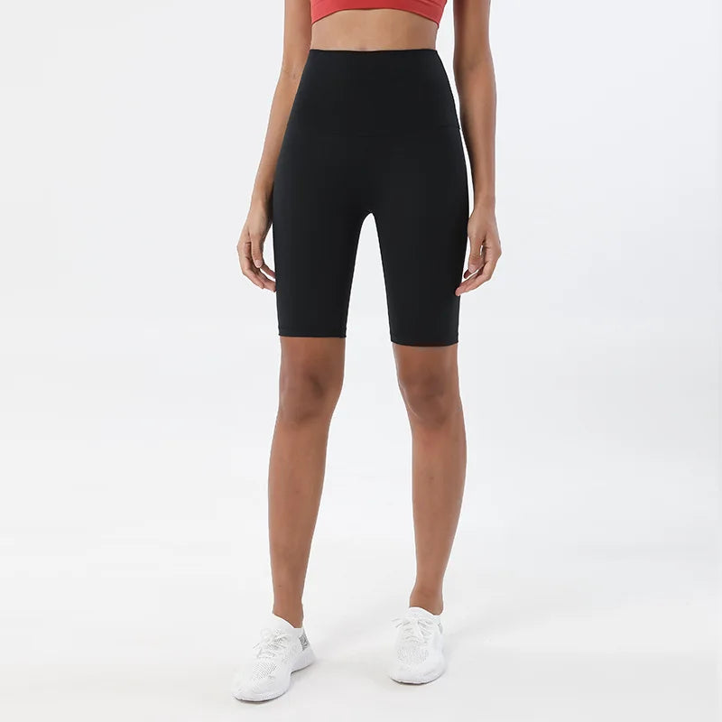SOISOU Nylon Women's High Waist Gym Shorts - Breathable & Comfortable