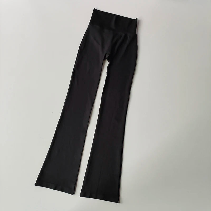 Naadloze, uitlopende yogabroek met hoge taille – Compressiefit liftende legging voor buiten- en fitnesskleding