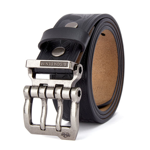 Bison Denim Men's Genuine Leather Pin Buckle Belt