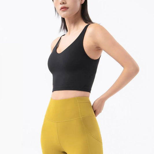 SOISOU Nylon Sports Bra - Women's Breathable Yoga Crop Top