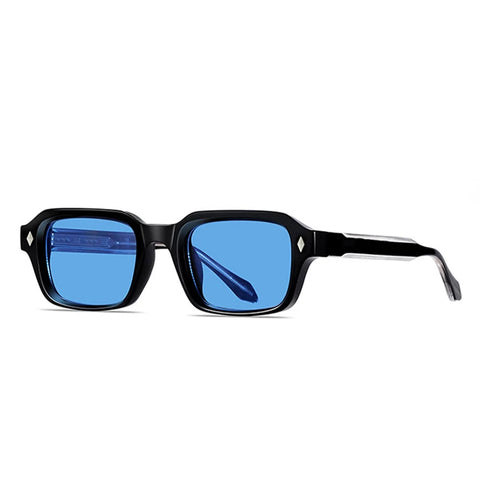 SHAUNA Retro Rechthoekige Zonnebril – Klinknagel-Detail UV400 Unisex Luxe Punk Zonnebrillen