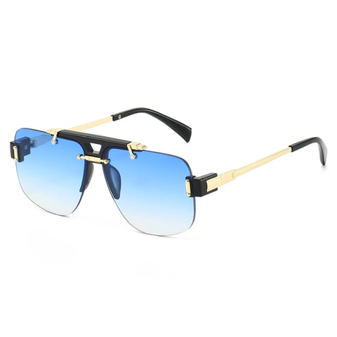 SHAUNA Vierkante Randloze Zonnebril – Heldere Oceaan Gradiënt Lens UV400 Unisex Retro Rivet Shades