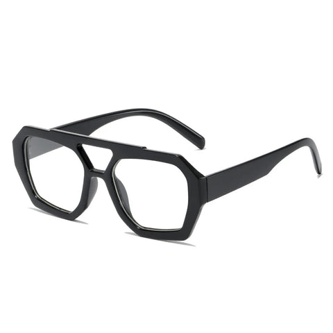 SHAUNA Retro Dubbele Brug Vierkante Zonnebril – Heldere Oceaan Lens UV400 Unisex Polygon Shades