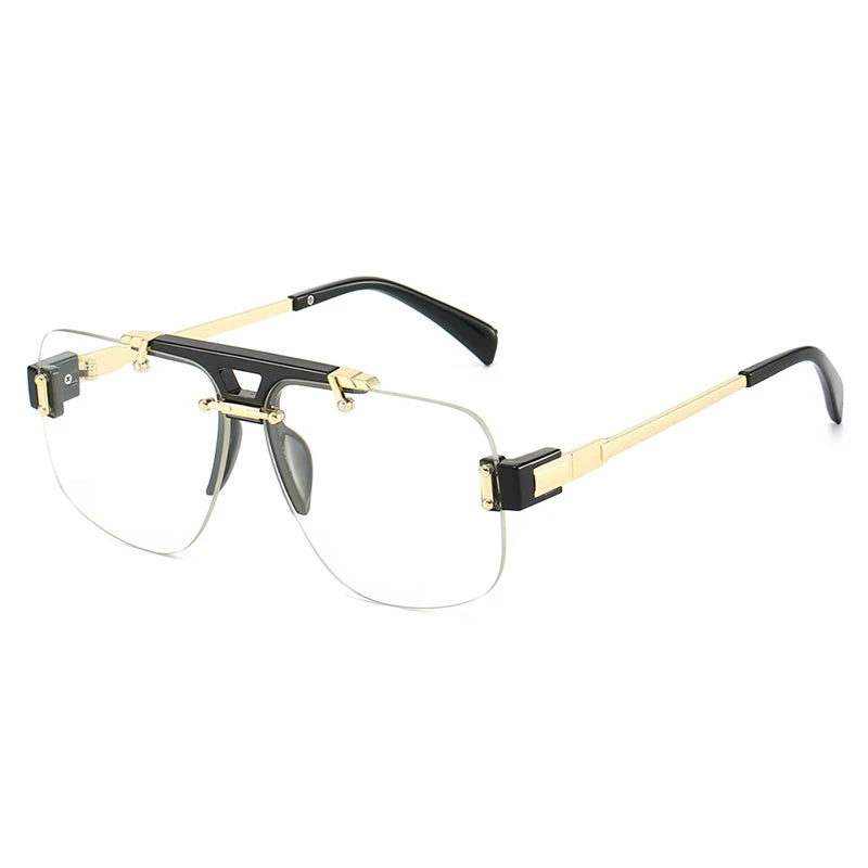SHAUNA Vierkante Randloze Zonnebril – Heldere Oceaan Gradiënt Lens UV400 Unisex Retro Rivet Shades