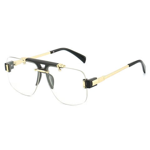 SHAUNA Vierkante Randloze Zonnebril – Heldere Oceaan Gradiënt Lens UV400 Unisex Retro Rivet Shades