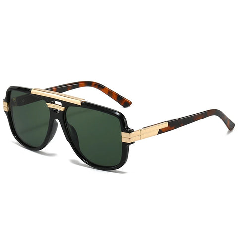 SHAUNA Retro Dubbele Brug Vierkante Zonnebril – Oranje &amp; Blauwe UV400 Unisex Designer Zonnebrillen